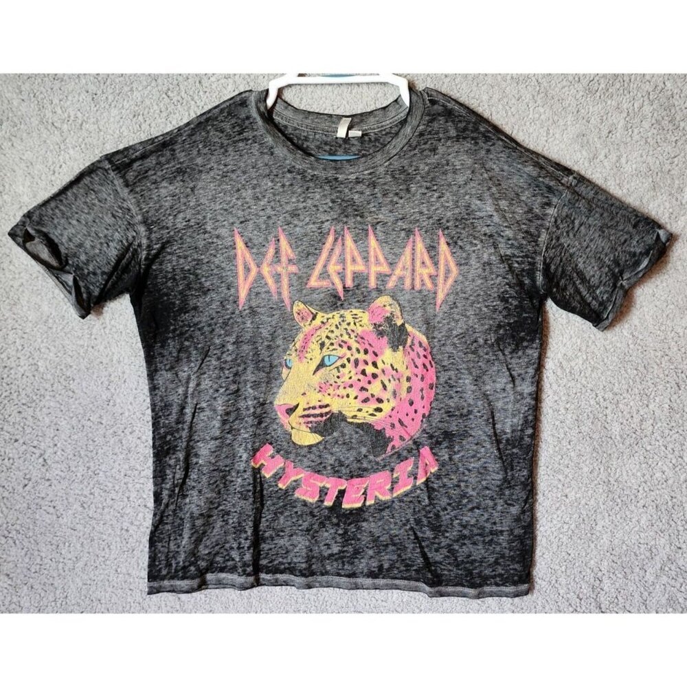 Cato Women's Def Leppard Hysteria Short Sleeve Burnout Graphic T Shirt Gray Sz M